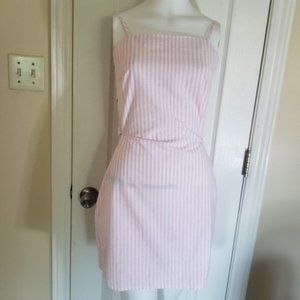 Missguided Pink/White Striped Cotton Dress w/ Tie Back- size 4 - NWT